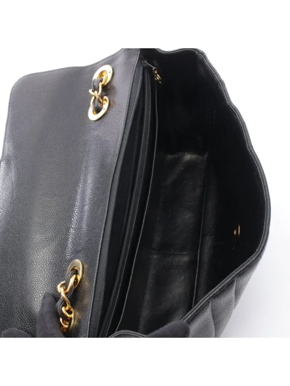 Chanel Shoulder Bag Mademoiselle Black Calf Chain